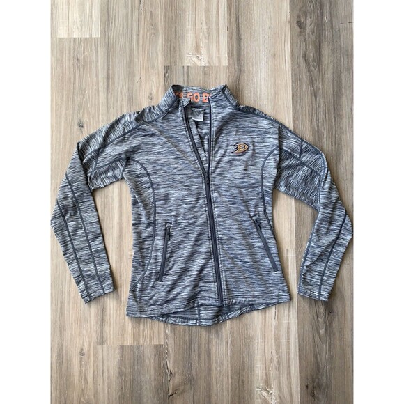 NHL Licensed Anaheim Ducks Full Zip Women’s SMALL Gray Lightweight Jacket EUC - Picture 2 of 11